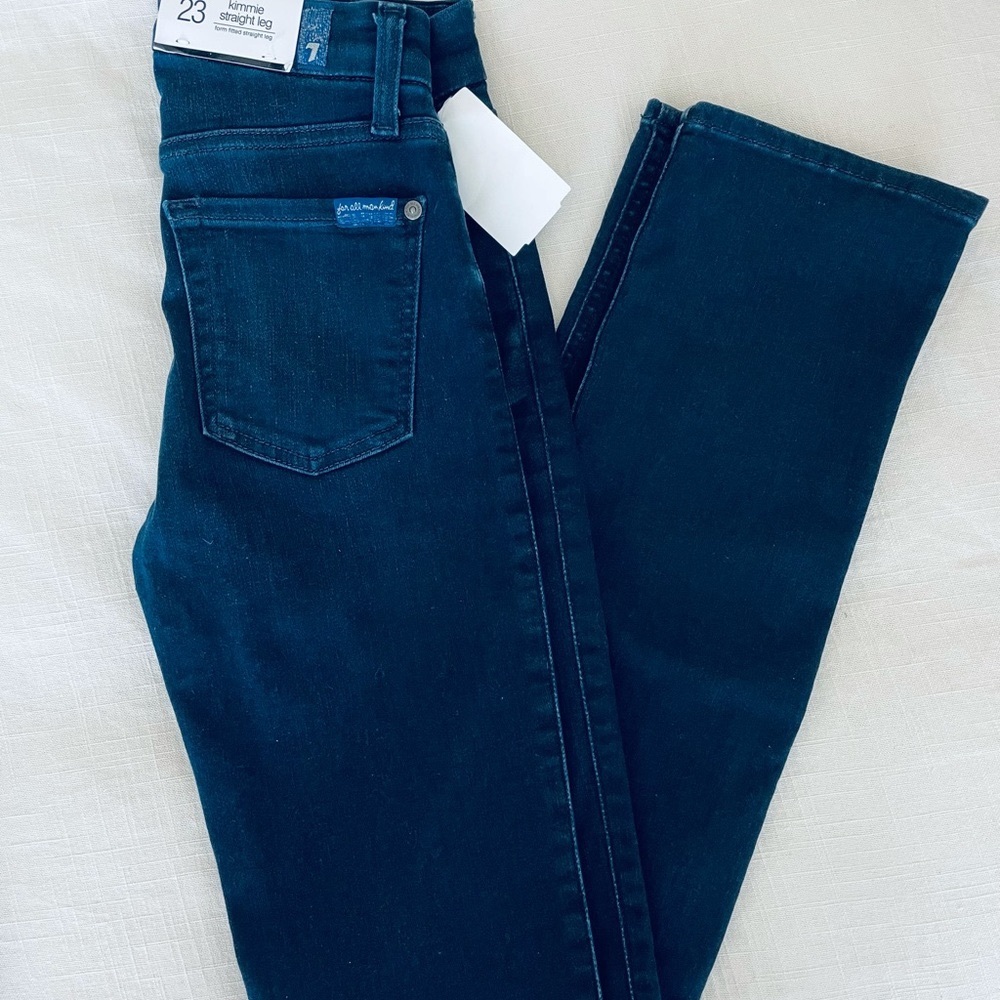 NWT 7 For All Mankind dark wash straight leg jeans